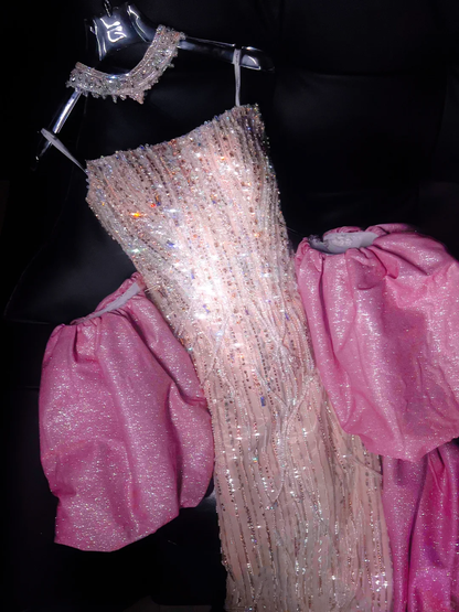 Gorgeous Sheath Strapless Beaded Sequin Tulle Long Party Dress Evening Dress DP2600