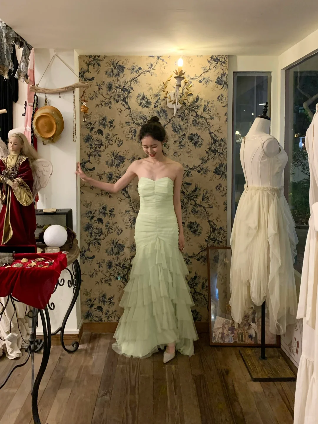 Vintage Light Green Sweetheart Neck Layered Tulle Prom Dress 22th Birthday Dress DP3931