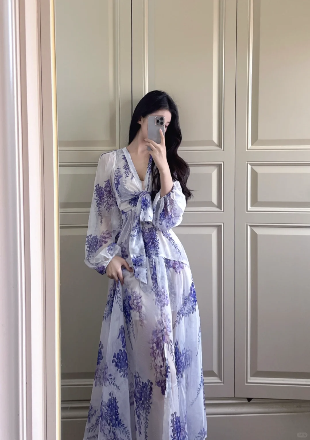 Wisteria A Line Long Sleeve Chiffon Long Prom Dress Outfits DP4611