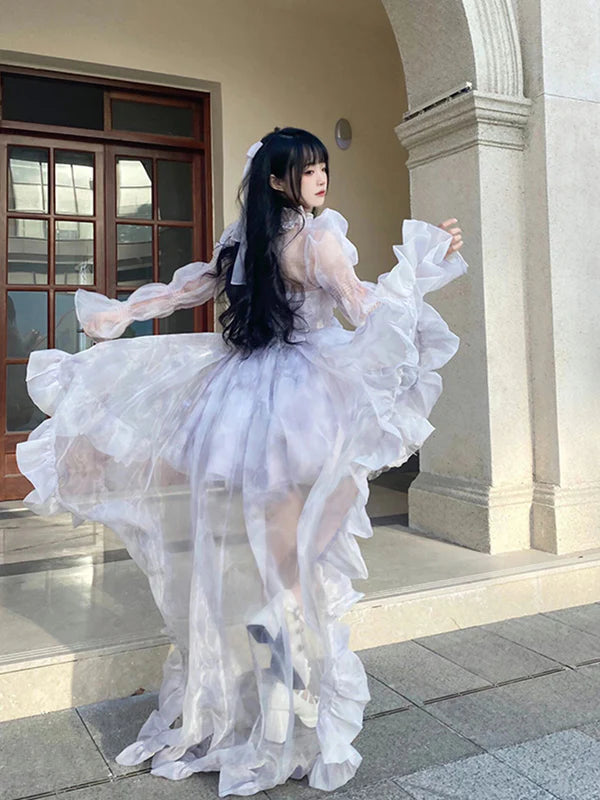 Purple Ball Gown Spaghetti Straps Chiffon Birthday Dresses Lolita Dress Outfits DP3410