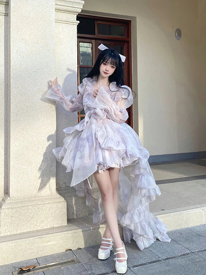 Purple Ball Gown Spaghetti Straps Chiffon Birthday Dresses Lolita Dress Outfits DP3410