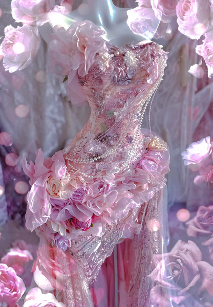 Pink Exquisite Mermaid Sweetheart Neck Floral Beaded Tulle Prom Dress 16th Birthday Dress DP3799