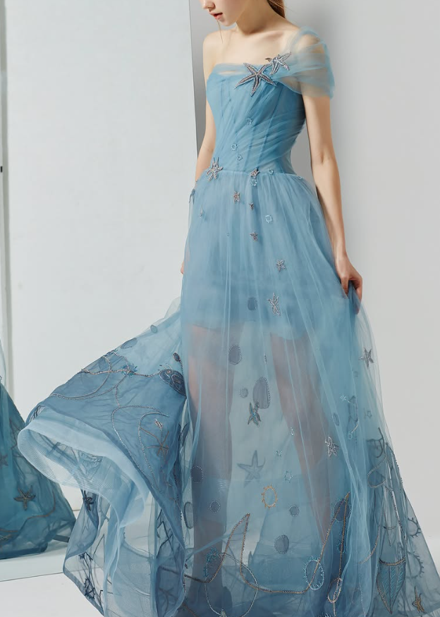 Elegant A Line Corset Appliques Tulle Long Prom Dress Evening Dress DP1548
