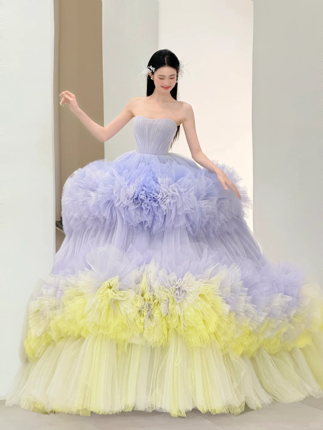 Gorgeous Ball Gown Sweetheart Neck Purple Yellow Tulle Prom Dress Party Dress DP2511
