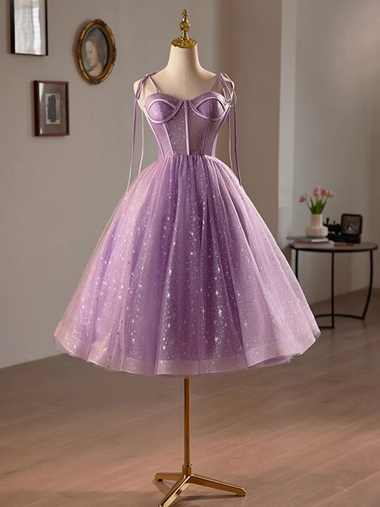 Purple Tulle Homecoming Dress Lovely Short Evening Prom Dress DP314