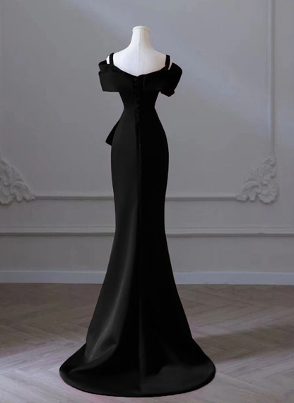 Black Satin Elegant Mermaid Evening Dress Formal Prom Dress DP254