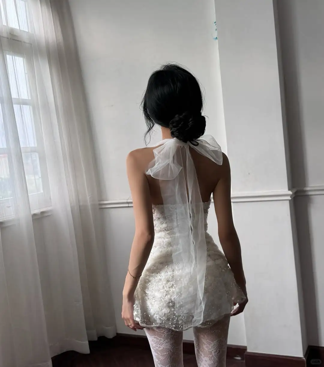Gorgeous A Line Halter 3D Flower White Tulle Short Homecoming Dress DP2823