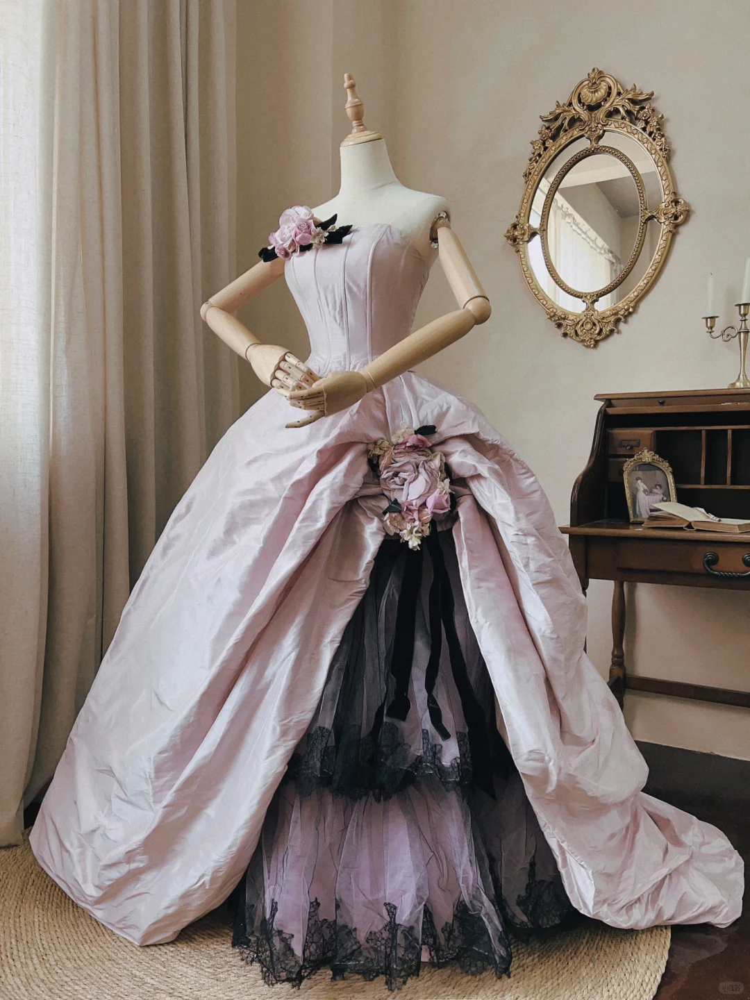 Stunning Light Lilac Ball Gown Floral Satin Prom Dress 16TH Birthday Dress DP5018