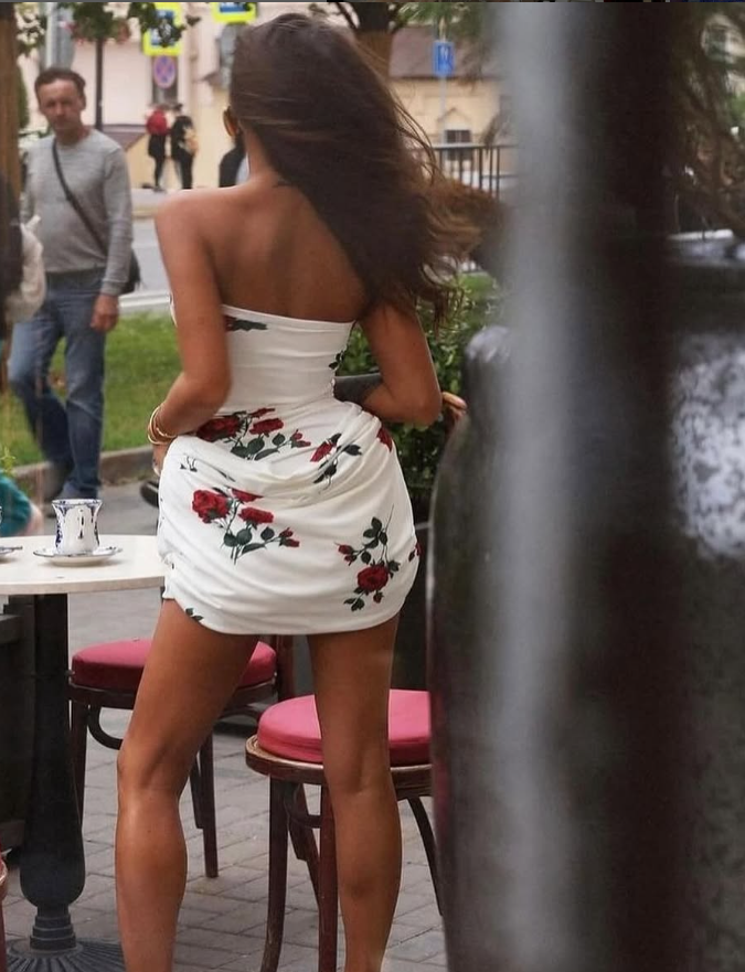 Cute Sheath Strapless Print Floral Satin Short Homecoming Dress Birthday Dress DP1461