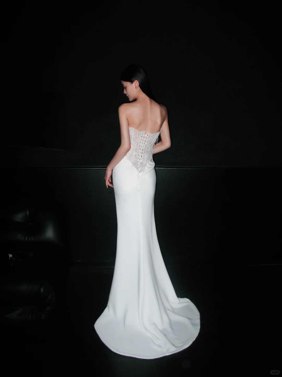 Shiny Mermaid Sweetheart Neck Beaded White Lace Satin Long Wedding Dress DP5210
