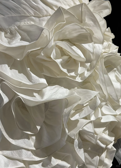 Ivory A Line Sweetheart Neck Pleated Flower Satin Short Homecoming Dress Cocktail Dress DP2608