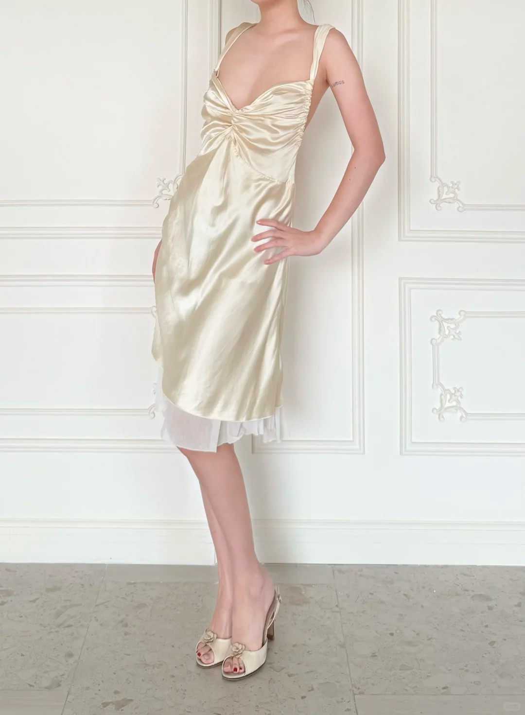 Gentle A Line Straps Light Apricot Satin Backless Short Prom Dress Homecoming Dress DP6452