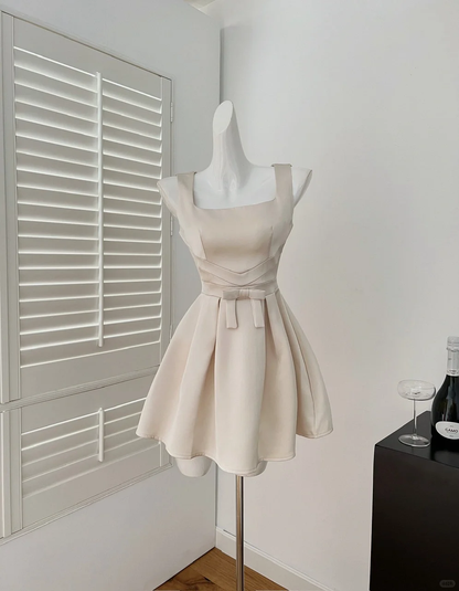 Pink A Line Straps Bow Satin Mini Homecoming Dress Birthday Dress DP2609