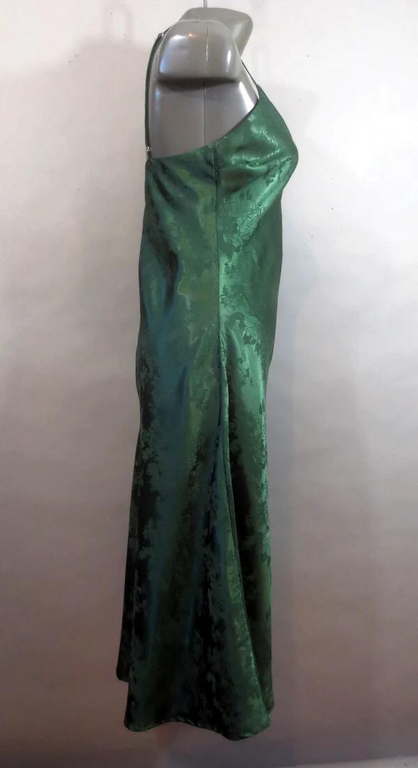 Green Spaghetti Straps Vintage V Neck Prom Dress DP515