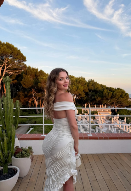 Unique Pleated Sheath V Neck White Satin Short Prom Dress Homecoming Dress DP6528