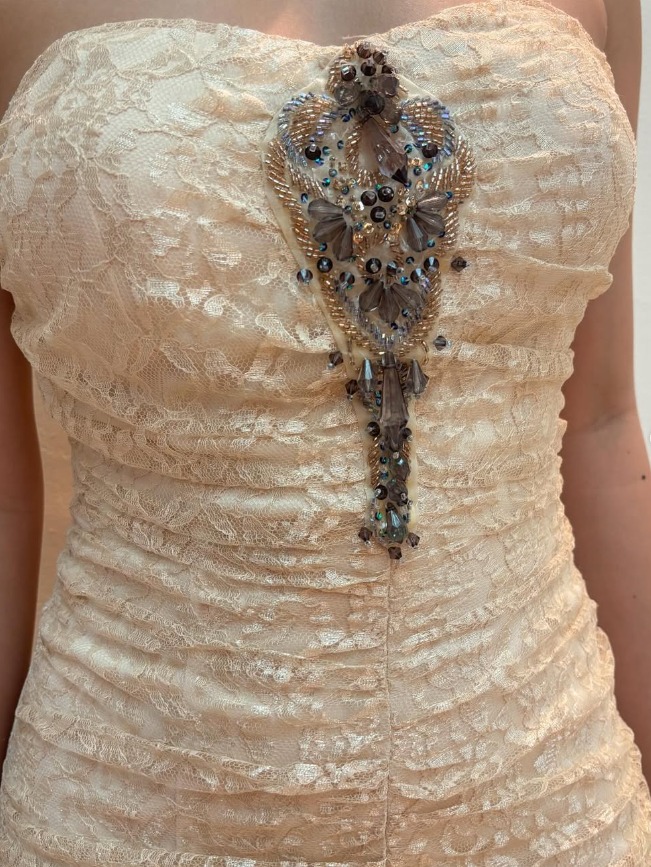 Vintage A Line Sweetheart Neck Beaded Lace Prom Dress Evening Dress DP1646