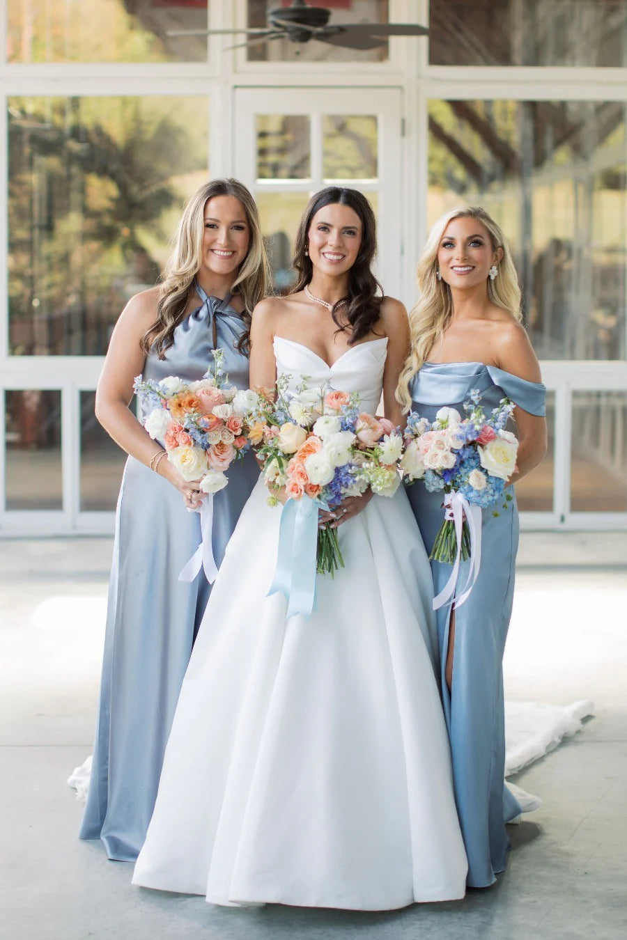 Off the Shoulder Champagne Bridesmaid Dress with Slit DP5862