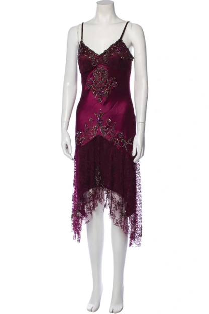 Vintage Mermaid Straps Beaded Lace Satin Short Prom Dress Homecoming Dress DP4735