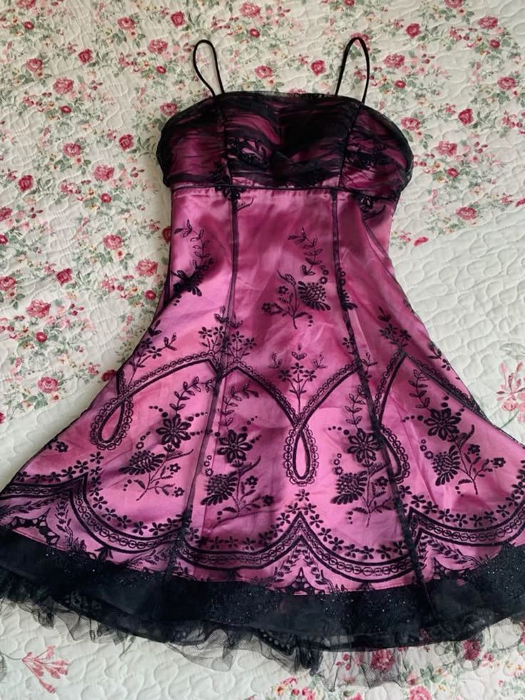 Vintage Black Tulle Lace Pink Satin A-line Birthday Short Skirt Homecoming Dress DP5751