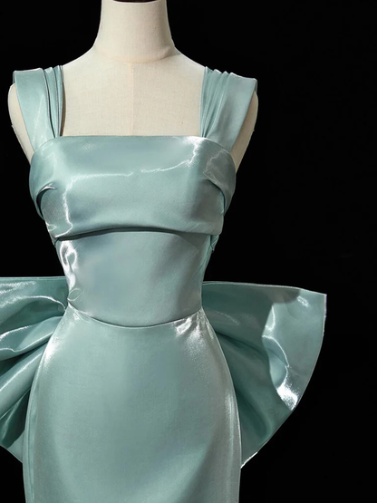 Simple Satin Long Prom Dress Formal Mermaid Evening Dress With Bow DP417