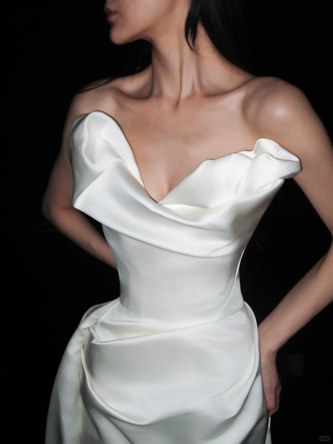 High-class Unique A Line Strapless White Satin Long Wedding Dress DP6377