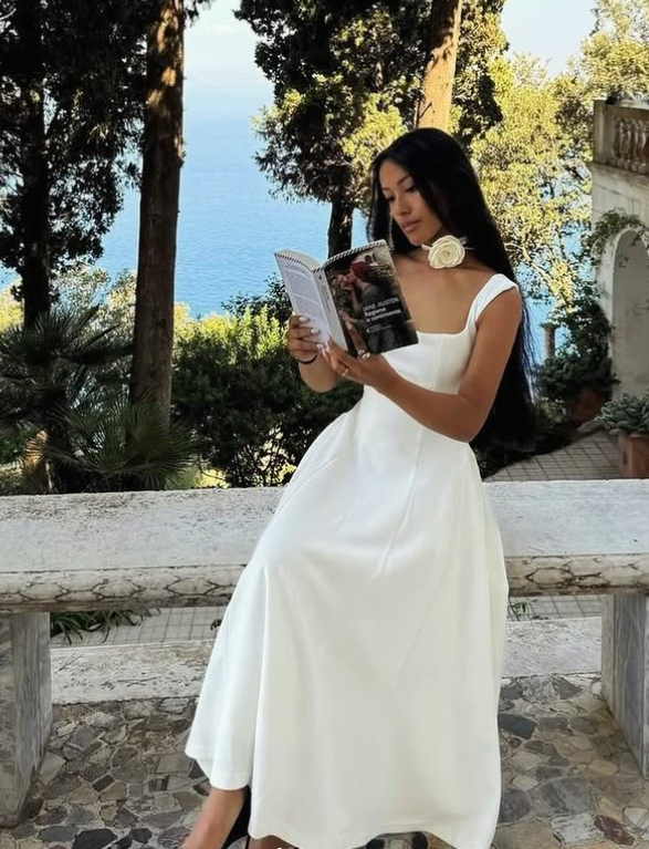 Simple A Line Straps White Satin Long Prom Dress Evening Dress DP1377