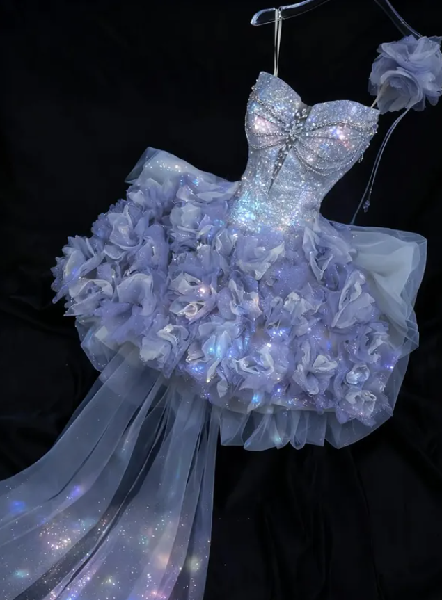 Sweety A Line Sweetheart Neck Exquisite Rhinestone Sequin Tulle Short Homecoming Dress DP4639