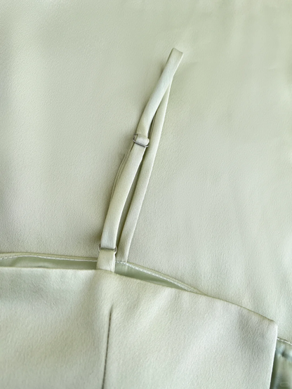 Gentle A Line Spaghetti Strap Light Green Satin Party Dress Evening Dress DP2590