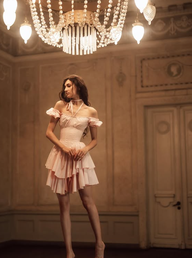 Sweety Light Pink A Line Layered Chiffon Short Prom Dress Homecoming Dress DP6347