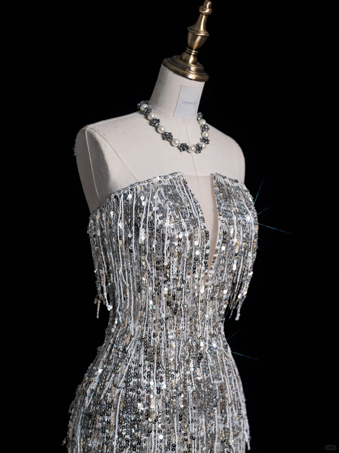 Shiny Sheath Strapless Silver Sequin Long Prom Dress Evening Dress DP2094