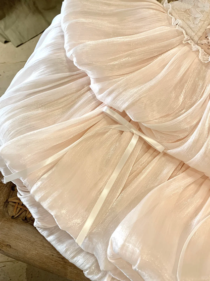 Sweety Two Piece A Line Strapless Light Pink Satin Short Prom Dress Homecoming Dress DP5458