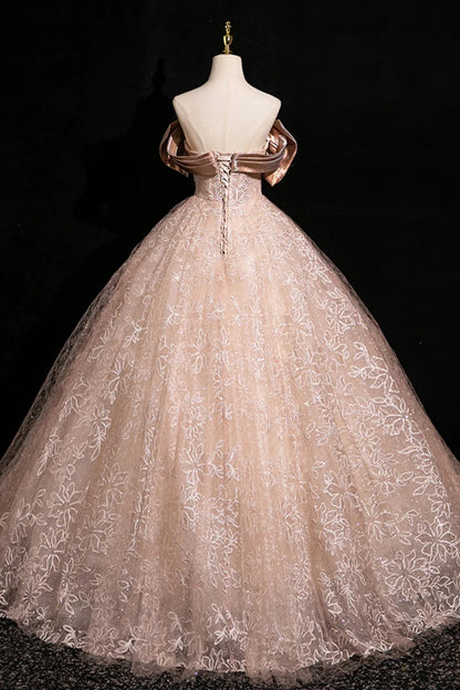 Elegant A Line Off the Shoulder Appliques Tulle Long Prom Dress Evening Dress DP1308