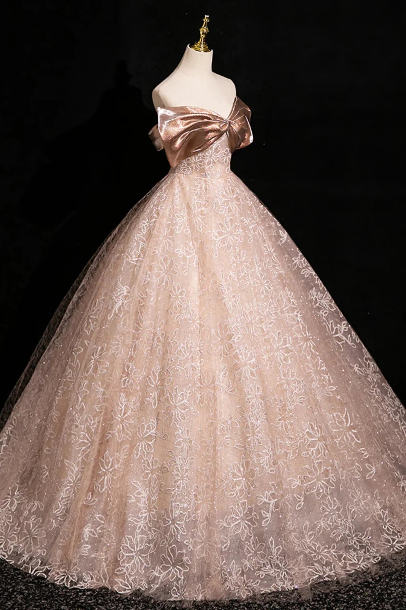 Elegant A Line Off the Shoulder Appliques Tulle Long Prom Dress Evening Dress DP1308