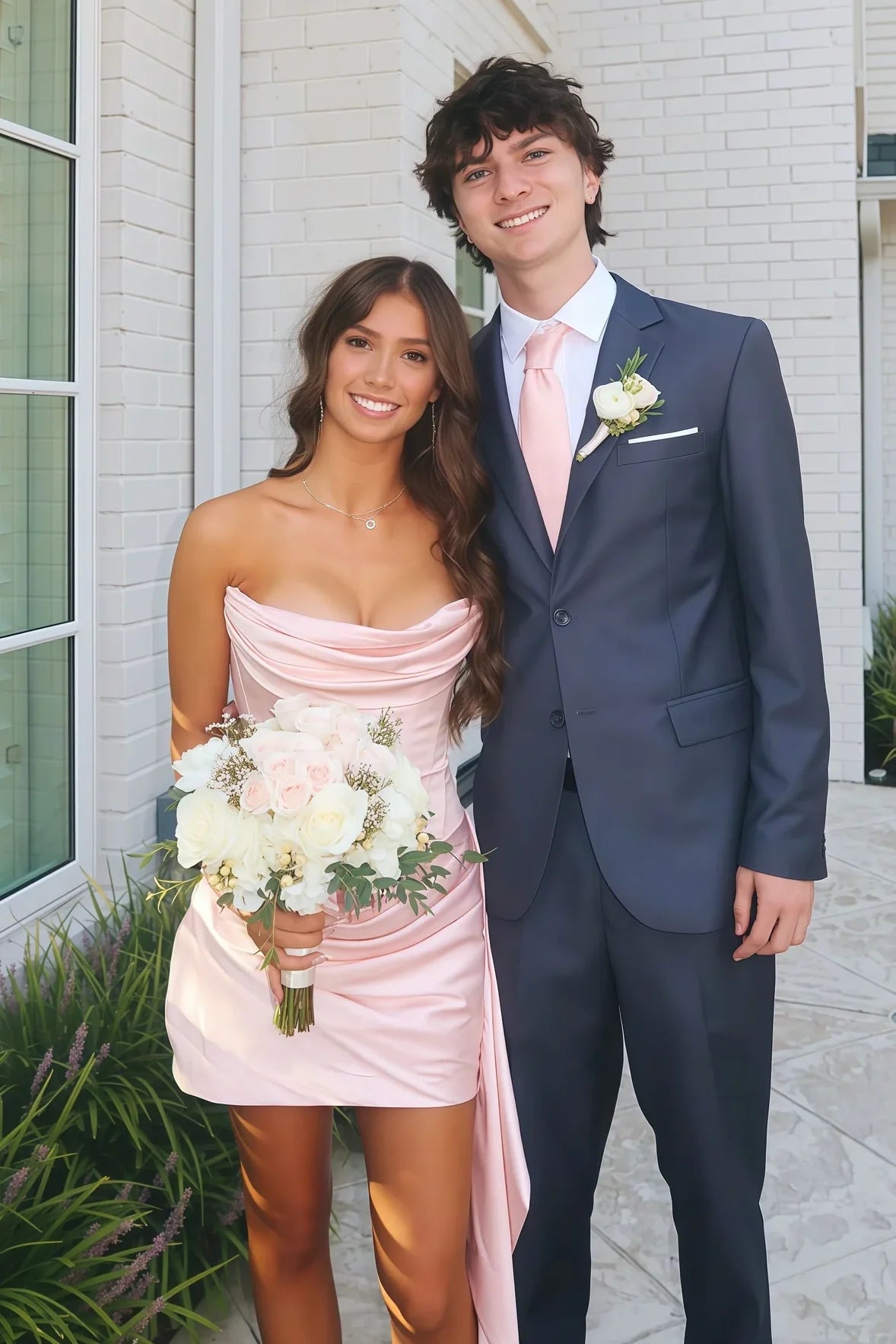 Pretty Sheath Strapless Light Pink Corset Homecoming Dress with Ruched DP7291