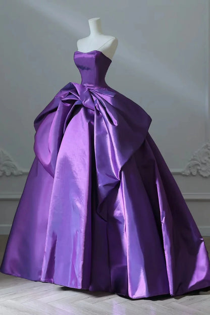 Elegant Purple Ball Gown Sweetheart Neck Long Prom Dress DP1289