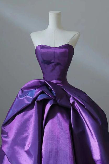 Elegant Purple Ball Gown Sweetheart Neck Long Prom Dress DP1289