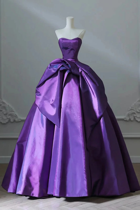 Elegant Purple Ball Gown Sweetheart Neck Long Prom Dress DP1289