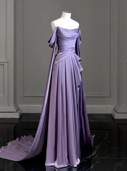 Elegant Mermaid Purple Satin Prom Dress DP226