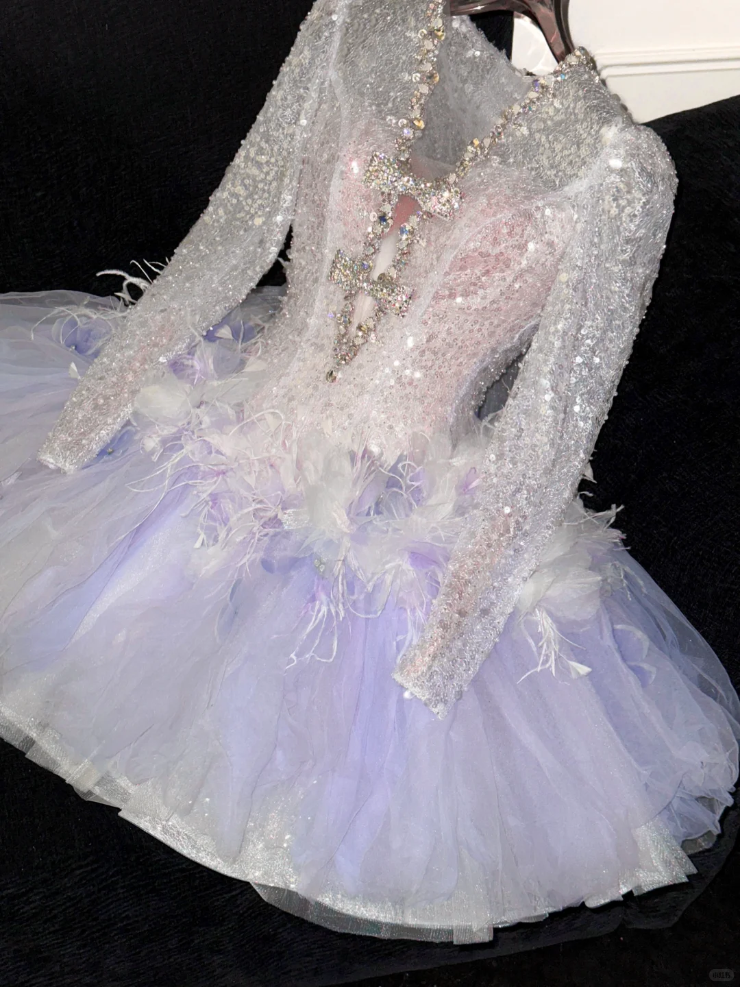 Gorgeous A Line Long Sleeve Beaded Purple Tulle Short Homecoming Dress Cocktail Dress DP2665