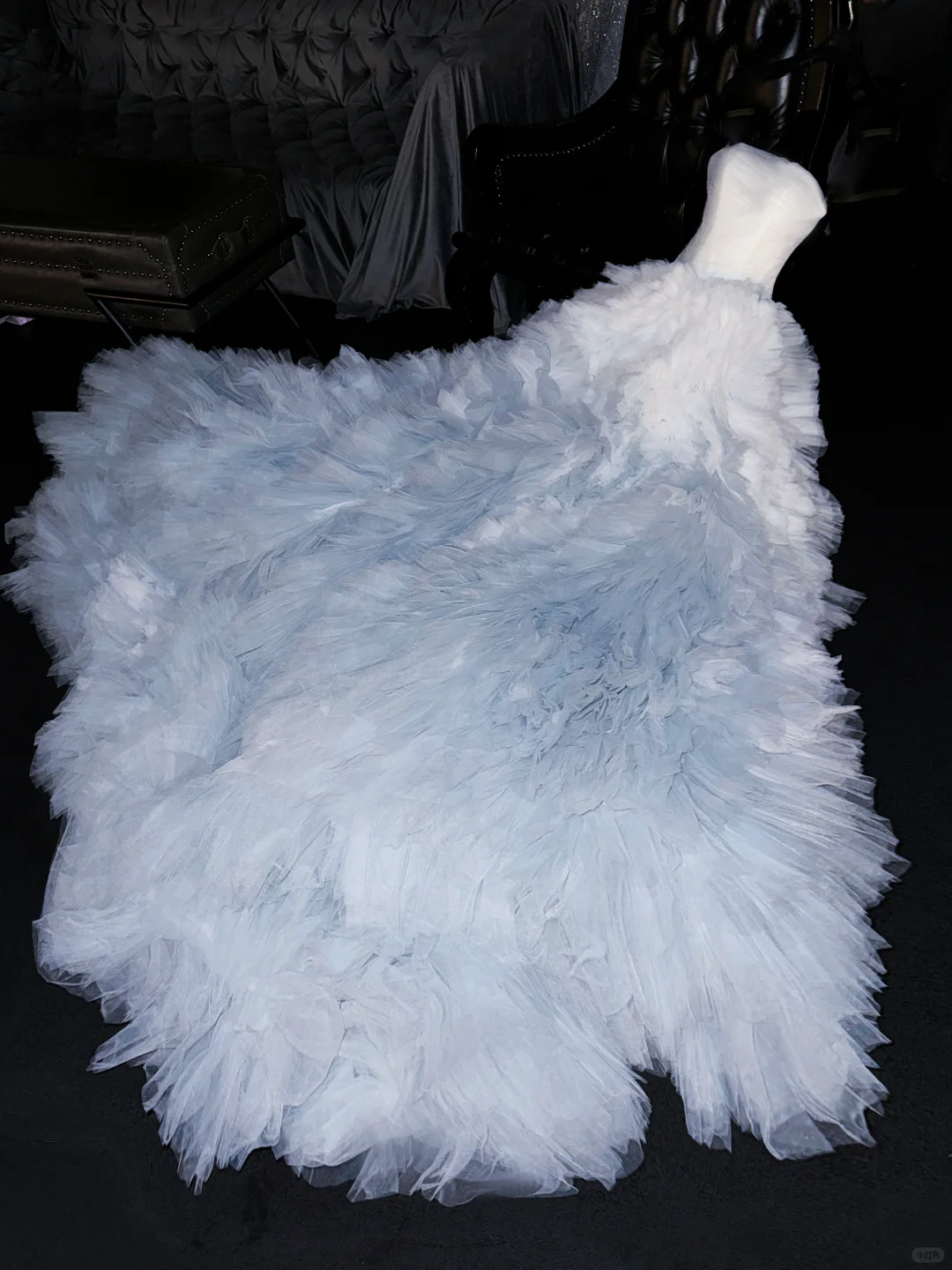 Unique A Line Strapless Blue White Ombre Tulle Long Party Dress Evening Dress DP2430