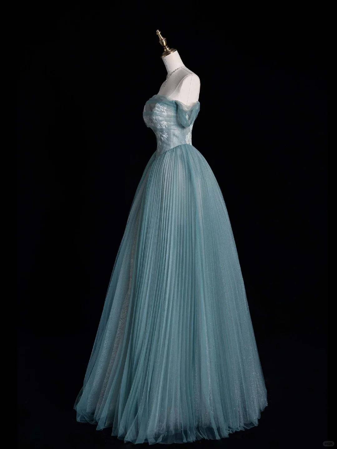 Elegant A Line Off the Shoulder Lace Blue Tulle Prom Dress Evening Dress DP1952