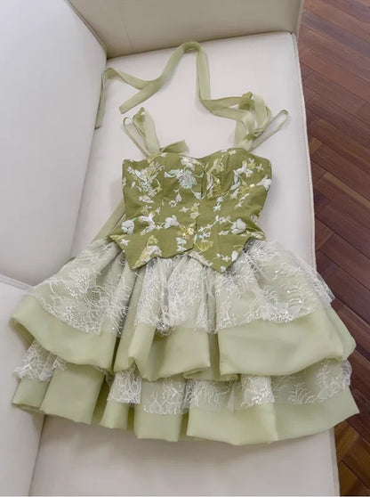New Fashion Green Appliqued A-line Tiered Party Dresses Homecoming Dresses DP7555