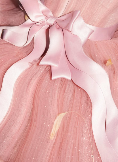 Sweety Pink A Line Strapless Tulle Short Prom Dress Homecoming Dress DP6632