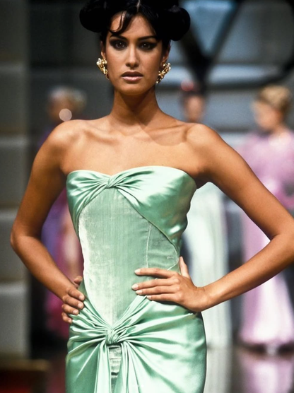 Elegant Mermaid Sweetheart Green Satin Velvet Long Prom Dress Evening Dress DP1372