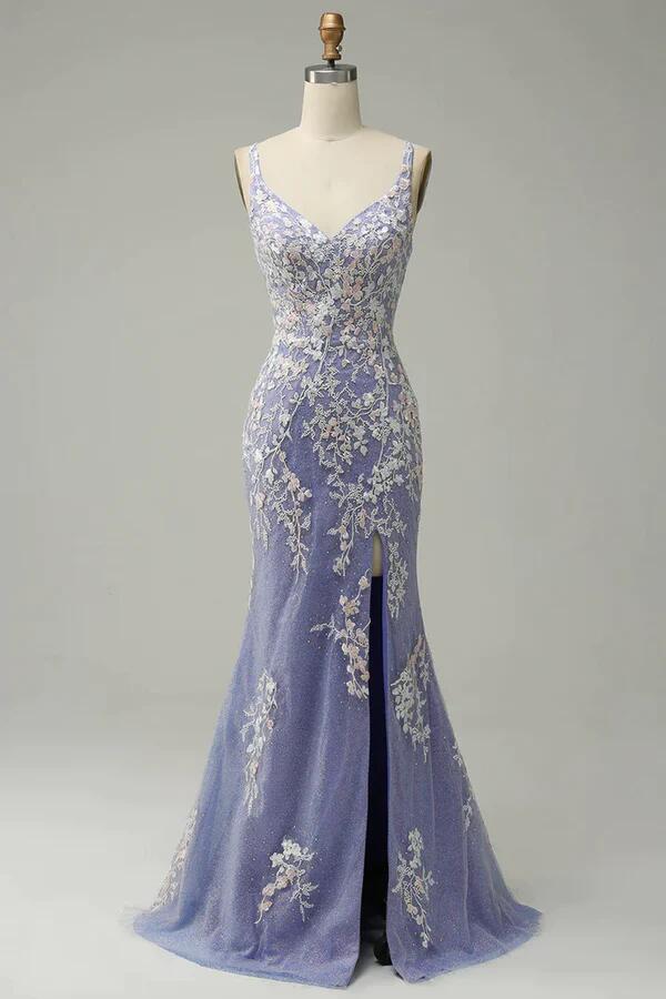 Fashion Mermaid Blue Applique Long Prom Dress Evening Dress DP045