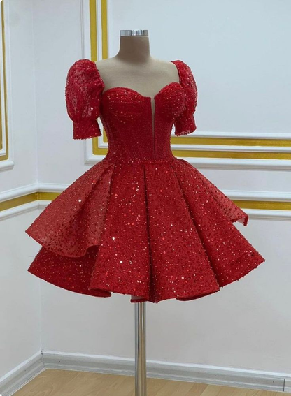 Sparkly White Mini Graduation Prom Dress Sequin Homecoming Dress DP142