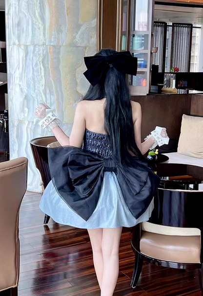 Stunning A Line Strapless Blue Ombre Sequin Satin Short Homecoming Dress Outfits DP4501