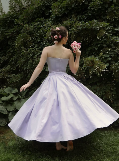 Purple Princess A Line Sweetheart Neck Corset Satin Long Prom Dress Party Dress Formal Gown DP3382