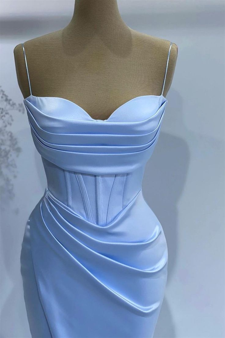 Baby Blue Mermaid Sweetheart Prom Dress With Spaghetti Straps DP124