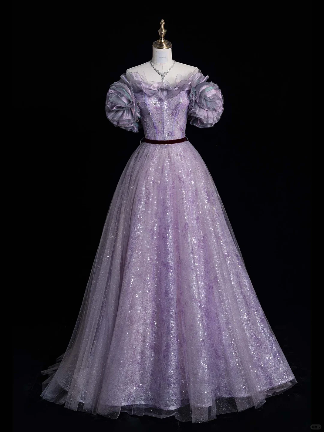 Stunning A Line Off the Shoulder Purple Sequin Tulle Party Dress Birthday Dresses DP2355